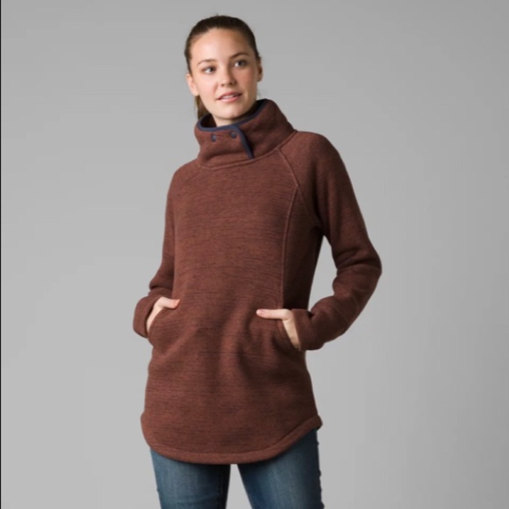 Prana Tri Thermal Threads Tunic Sweater - Small Brown